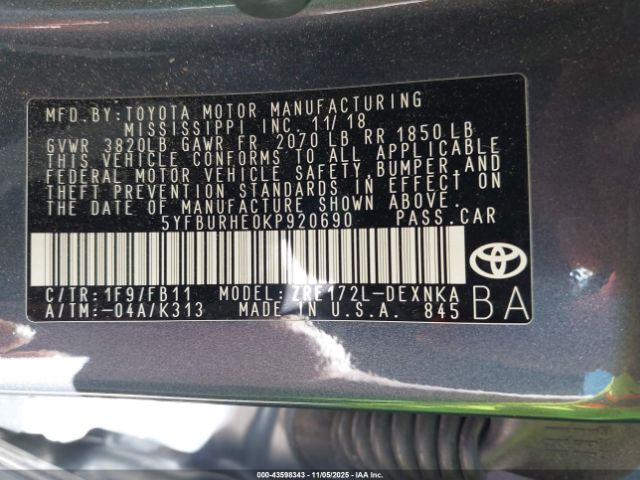 Toyota Corolla Le Image 5